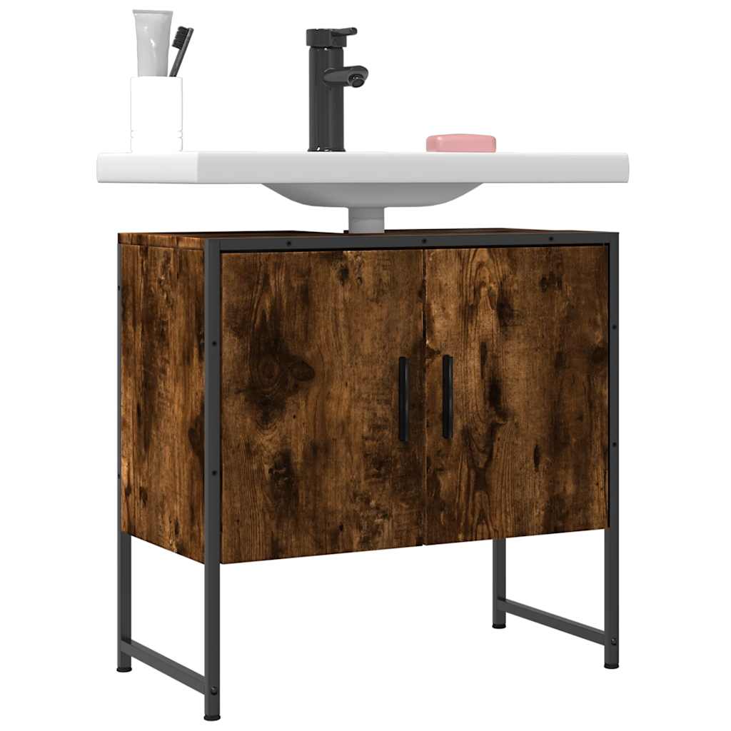 vidaXL Bathroom Sink Cabinet Smoked Oak 60x33x60 cm Engineered Wood 1