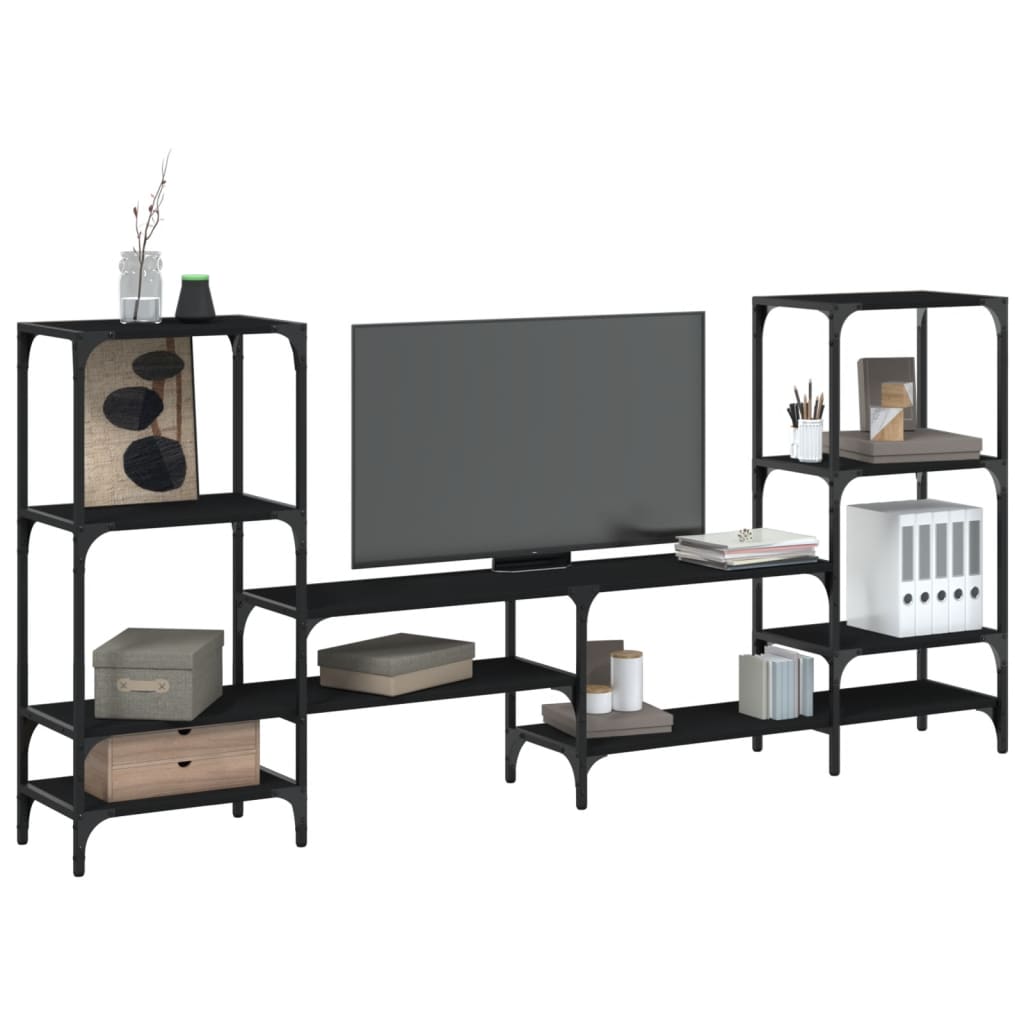 TV Cabinet 206,5x28,5x95 cm Engineered Wood Black