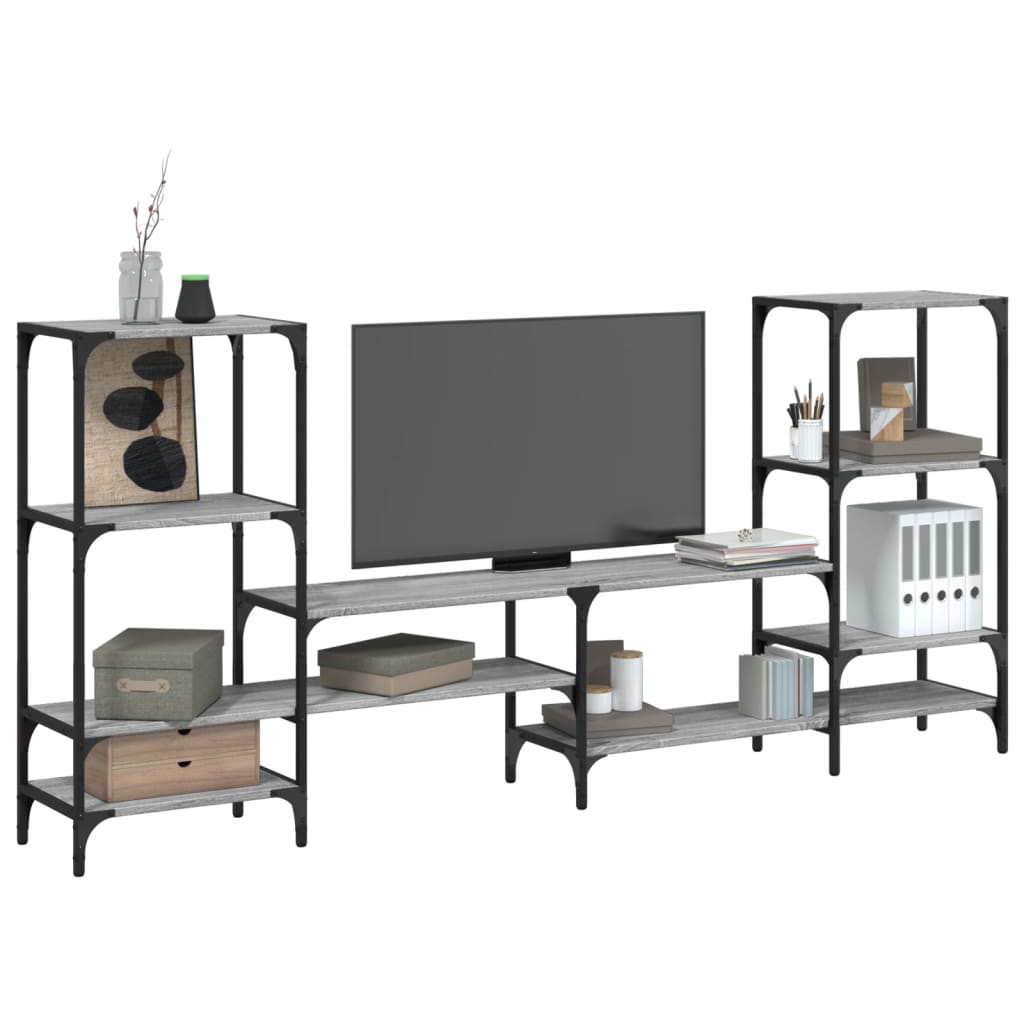 TV Cabinet 206,5x28,5x95 cm Engineered Wood Grey sonoma
