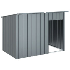 Dog House with Run Anthracite Galvanised Steel 91 cm