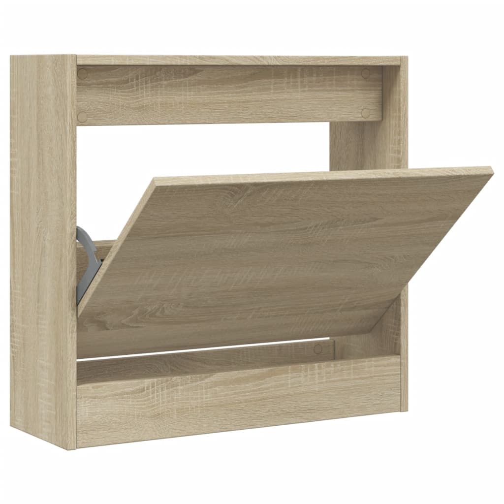 vidaXL Shoe Cabinet Sonoma Oak 60x21x57 cm Engineered Wood 2