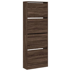 vidaXL Shoe Cabinet Brown Oak 60x21x163.5 cm Engineered Wood 4