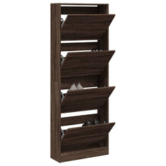 vidaXL Shoe Cabinet Brown Oak 60x21x163.5 cm Engineered Wood 1