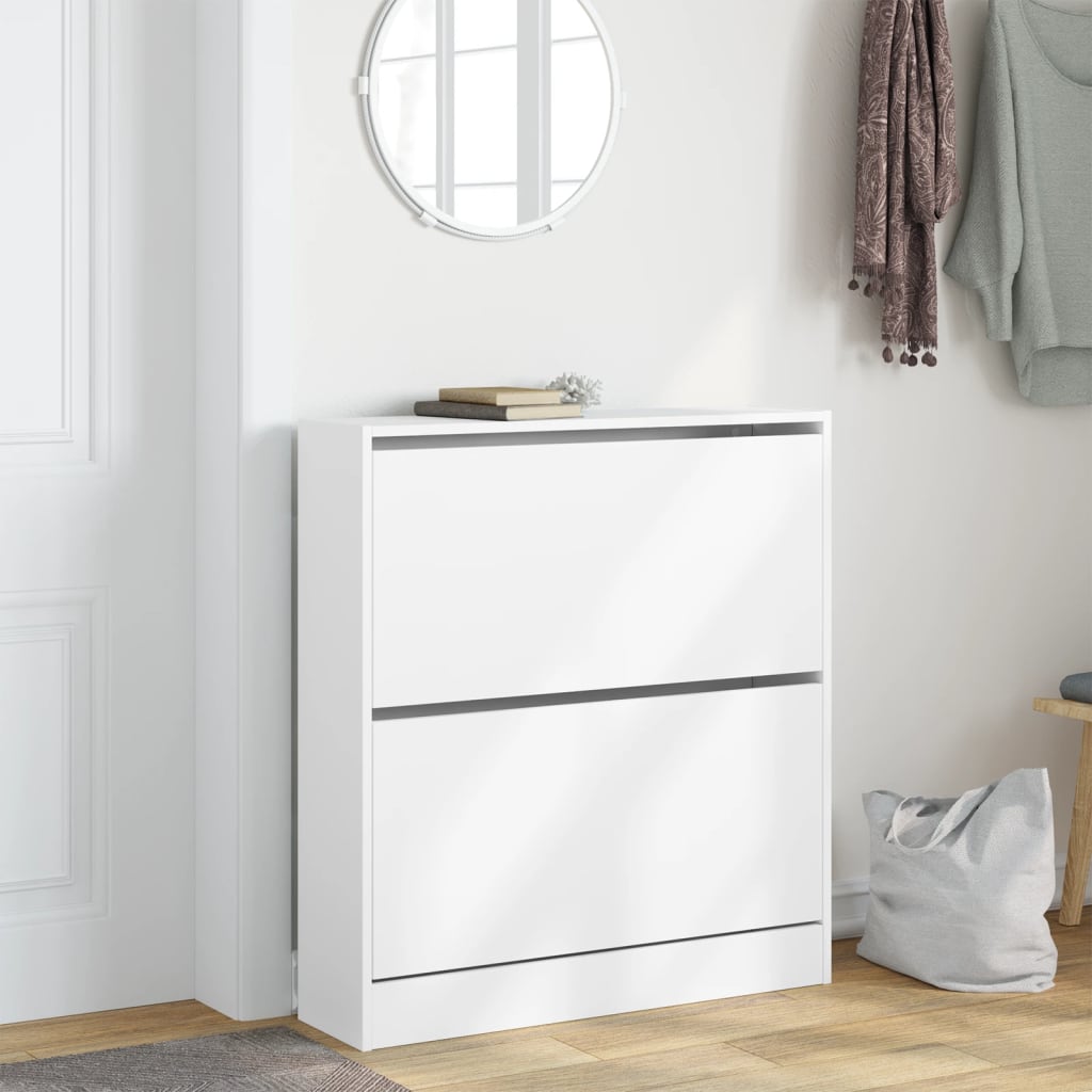 vidaXL Shoe Cabinet White 80x21x87.5 cm Engineered Wood 3