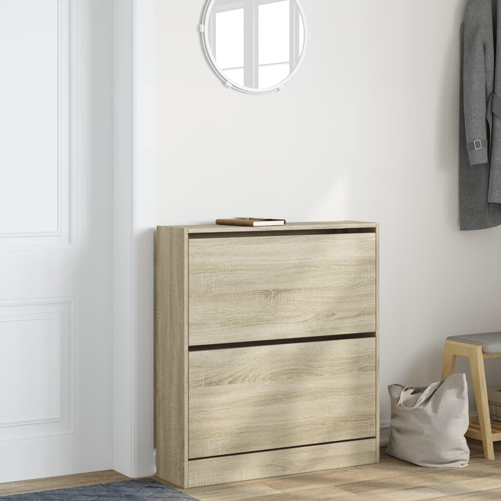 vidaXL Shoe Cabinet Sonoma Oak 80x21x87.5 cm Engineered Wood 3