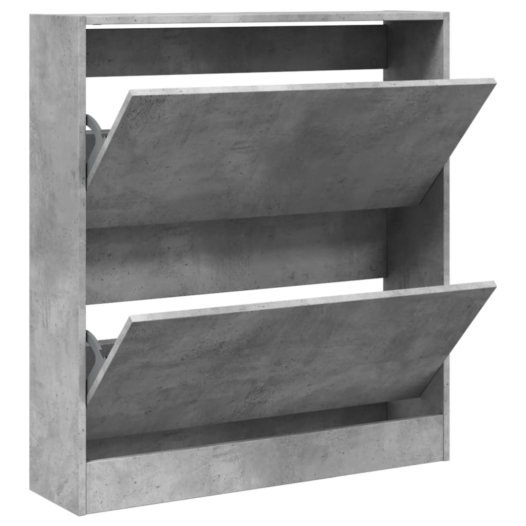 vidaXL Shoe Cabinet Concrete Grey 80x21x87.5 cm Engineered Wood 2