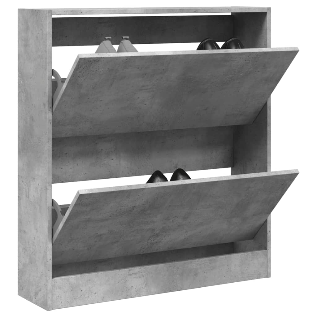 vidaXL Shoe Cabinet Concrete Grey 80x21x87.5 cm Engineered Wood 1