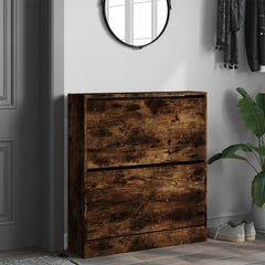 vidaXL Shoe Cabinet Smoked Oak 80x21x87.5 cm Engineered Wood 3