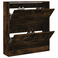 vidaXL Shoe Cabinet Smoked Oak 80x21x87.5 cm Engineered Wood 1
