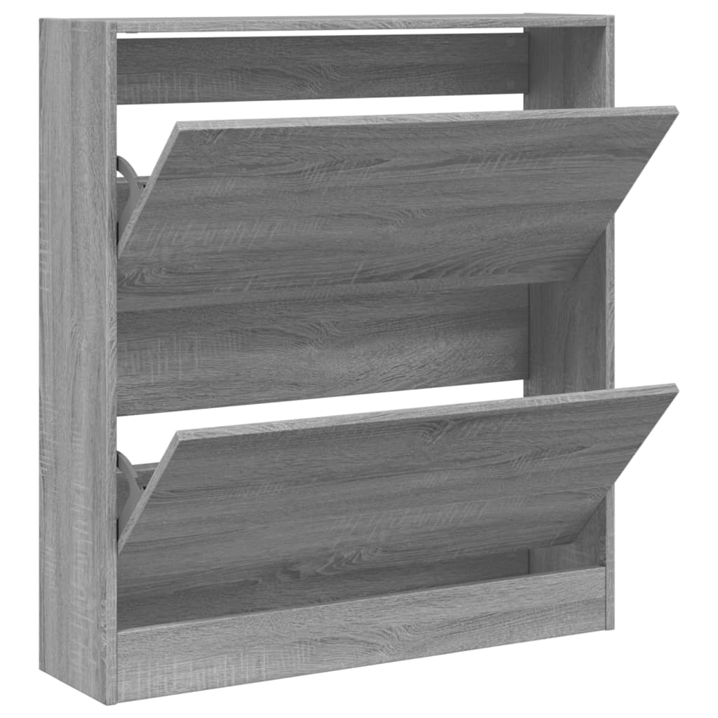 vidaXL Shoe Cabinet Grey Sonoma 80x21x87.5 cm Engineered Wood 2