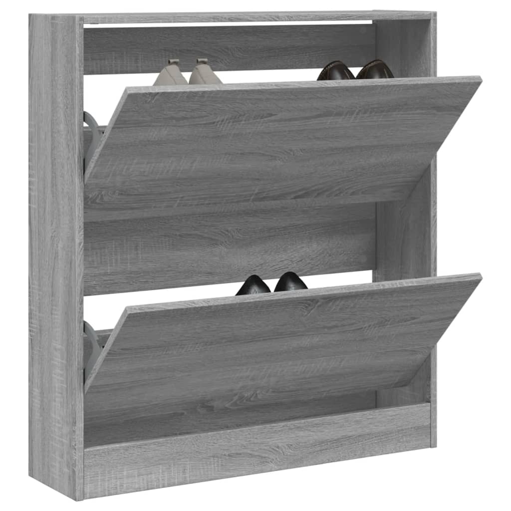 vidaXL Shoe Cabinet Grey Sonoma 80x21x87.5 cm Engineered Wood 1