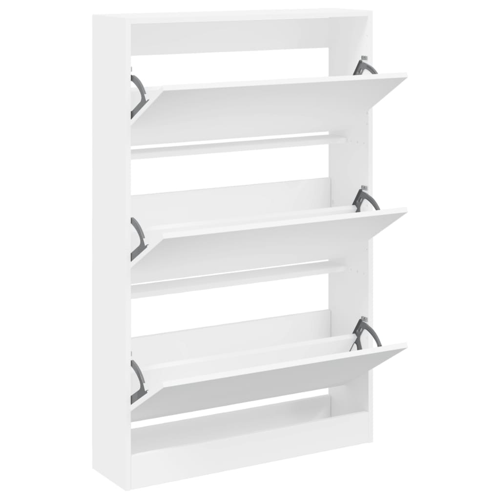 vidaXL Shoe Cabinet White 80x21x125.5 cm Engineered Wood 2