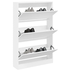 vidaXL Shoe Cabinet White 80x21x125.5 cm Engineered Wood 1