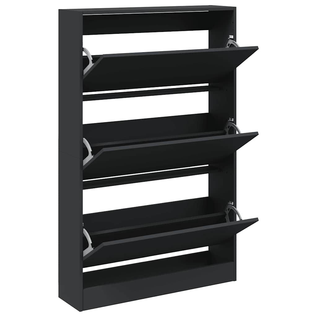 vidaXL Shoe Cabinet Black 80x21x125.5 cm Engineered Wood 2