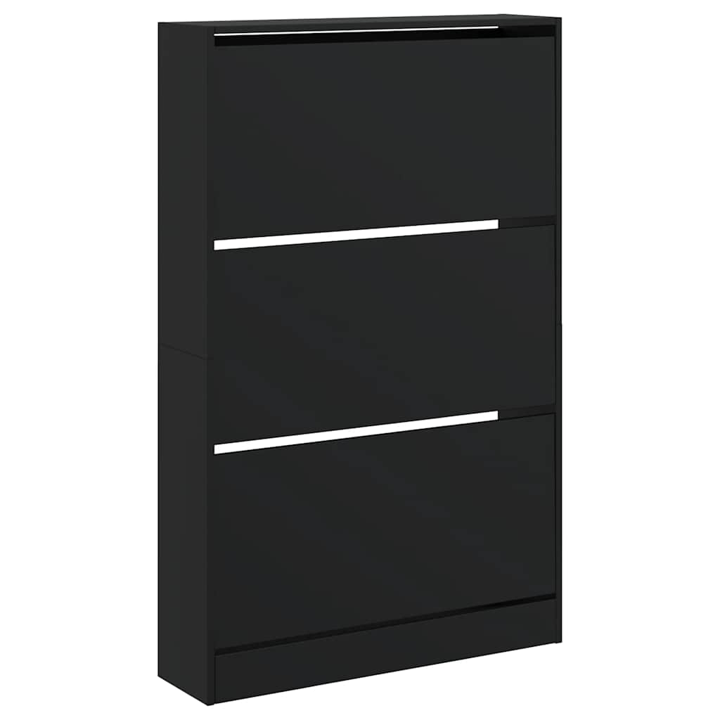 vidaXL Shoe Cabinet Black 80x21x125.5 cm Engineered Wood 4
