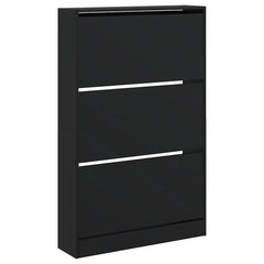 vidaXL Shoe Cabinet Black 80x21x125.5 cm Engineered Wood 4