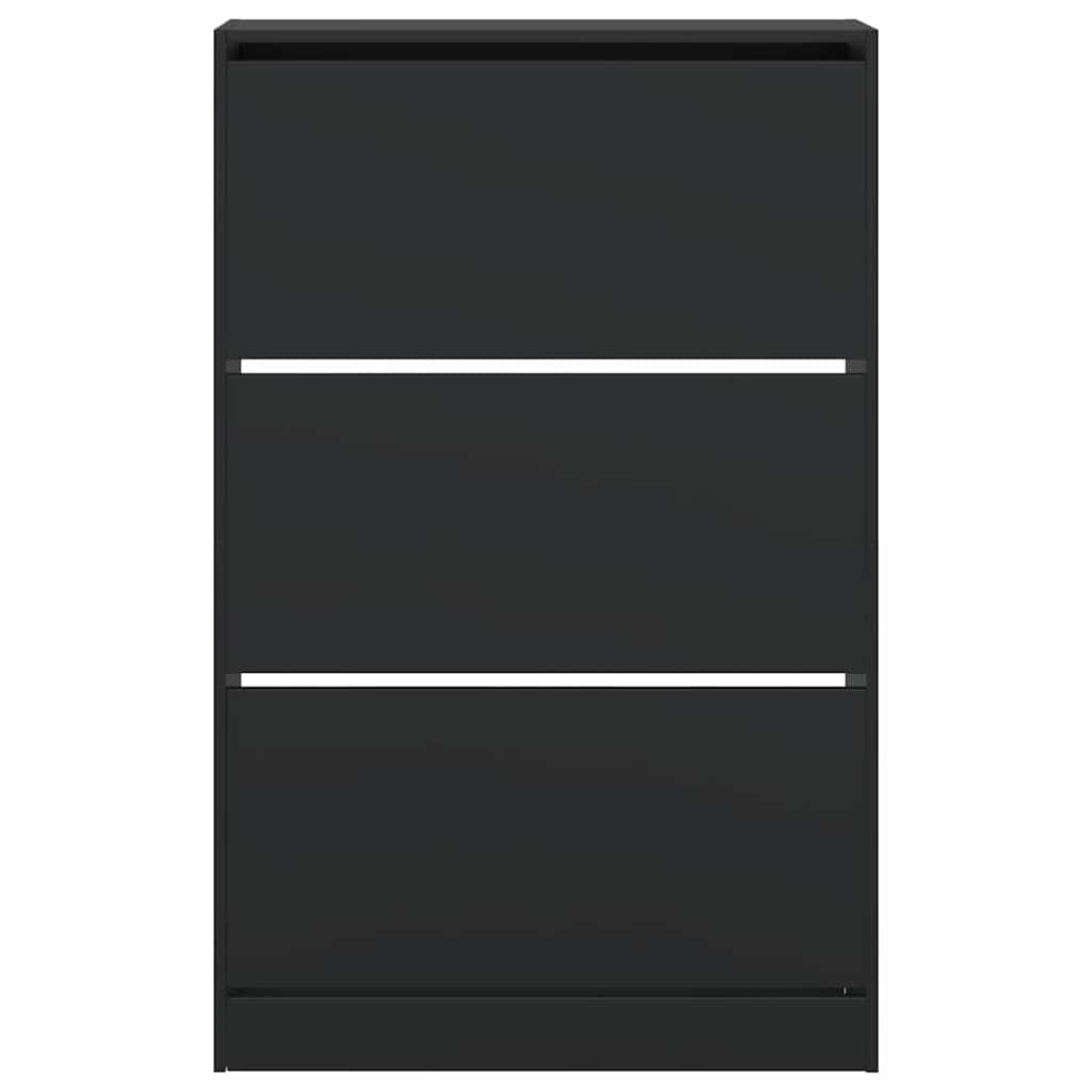 vidaXL Shoe Cabinet Black 80x21x125.5 cm Engineered Wood 5