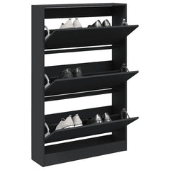 vidaXL Shoe Cabinet Black 80x21x125.5 cm Engineered Wood 1