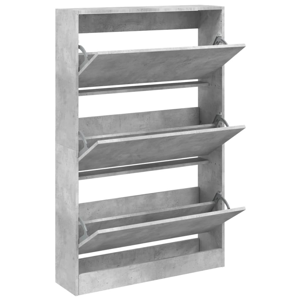 vidaXL Shoe Cabinet Concrete Grey 80x21x125.5 cm Engineered Wood 2