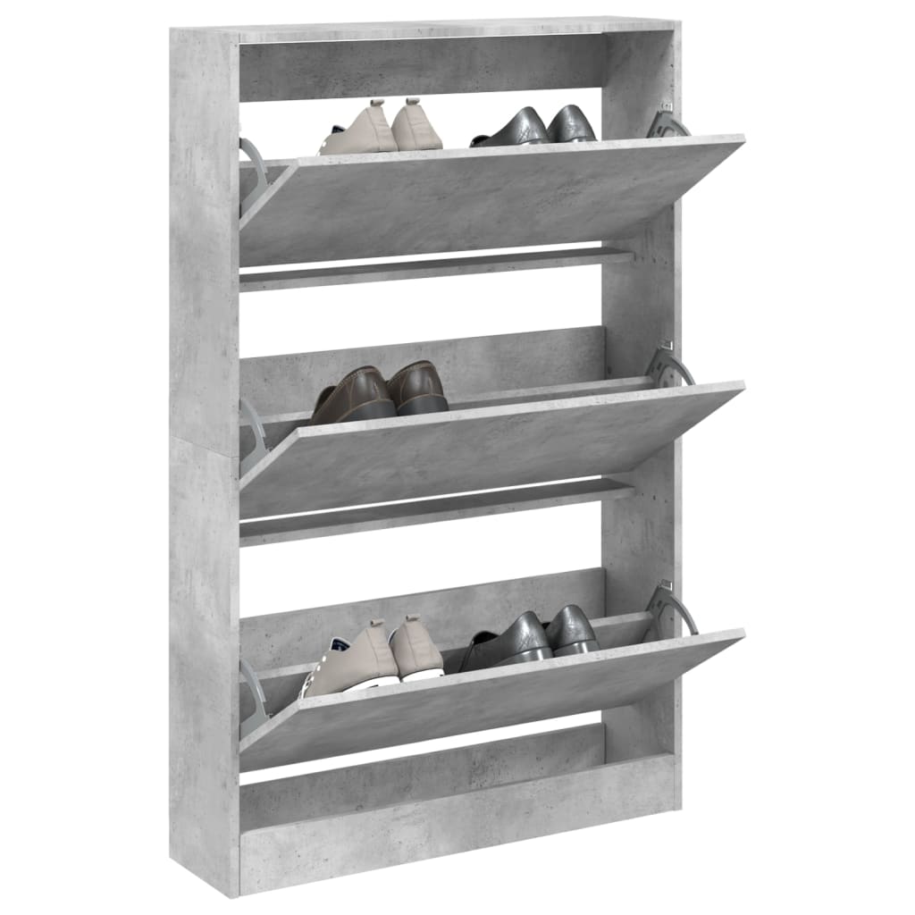 vidaXL Shoe Cabinet Concrete Grey 80x21x125.5 cm Engineered Wood 1
