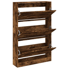 vidaXL Shoe Cabinet Smoked Oak 80x21x125.5 cm Engineered Wood 2