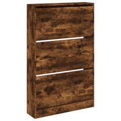 vidaXL Shoe Cabinet Smoked Oak 80x21x125.5 cm Engineered Wood 4