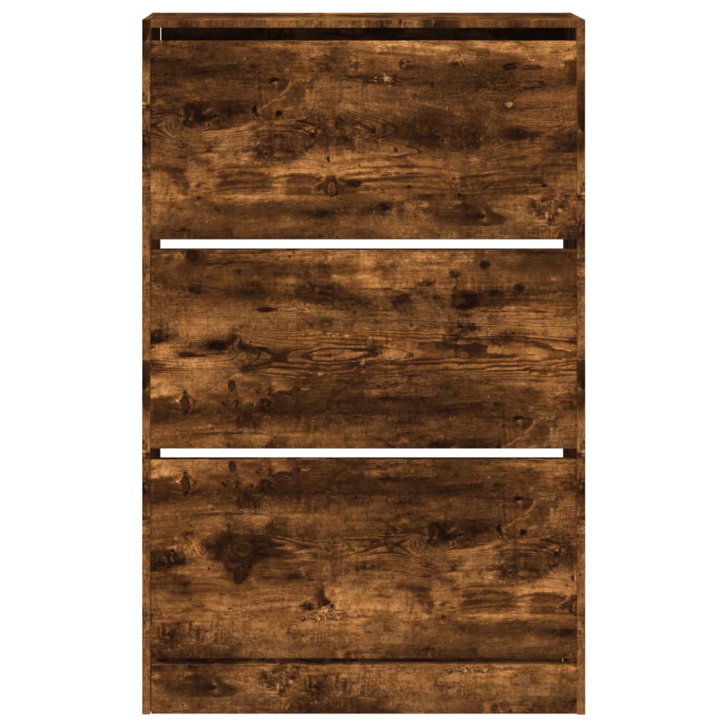 vidaXL Shoe Cabinet Smoked Oak 80x21x125.5 cm Engineered Wood 5