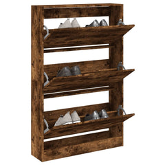 vidaXL Shoe Cabinet Smoked Oak 80x21x125.5 cm Engineered Wood 1