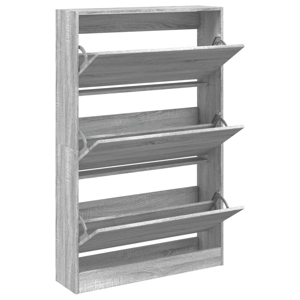 vidaXL Shoe Cabinet Grey Sonoma 80x21x125.5 cm Engineered Wood 2