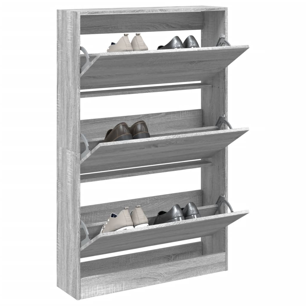 vidaXL Shoe Cabinet Grey Sonoma 80x21x125.5 cm Engineered Wood 1