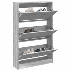 vidaXL Shoe Cabinet Grey Sonoma 80x21x125.5 cm Engineered Wood 1