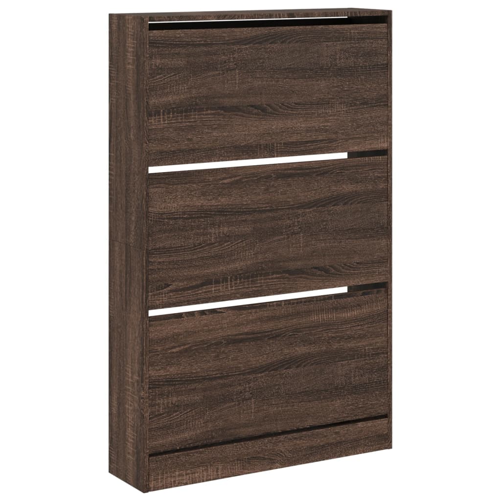 vidaXL Shoe Cabinet Brown Oak 80x21x125.5 cm Engineered Wood 4