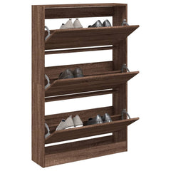 vidaXL Shoe Cabinet Brown Oak 80x21x125.5 cm Engineered Wood 1
