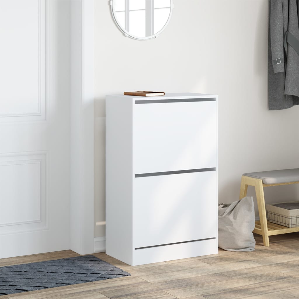 vidaXL Shoe Cabinet White 60x34x96.5 cm Engineered Wood 3