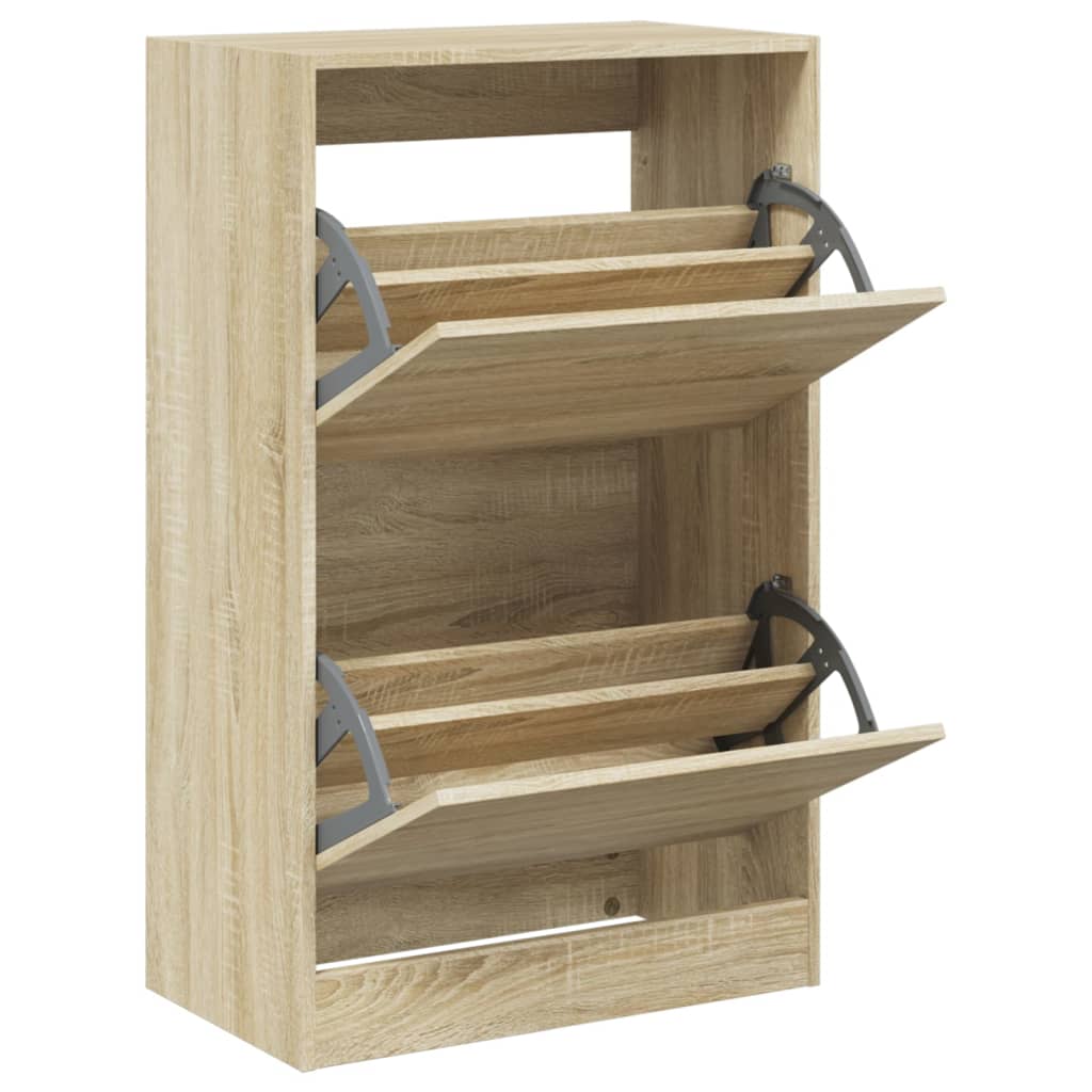 vidaXL Shoe Cabinet Sonoma Oak 60x34x96.5 cm Engineered Wood 2