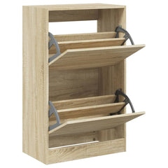 vidaXL Shoe Cabinet Sonoma Oak 60x34x96.5 cm Engineered Wood 2