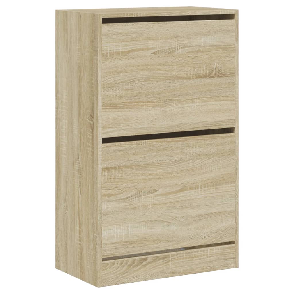 vidaXL Shoe Cabinet Sonoma Oak 60x34x96.5 cm Engineered Wood 4