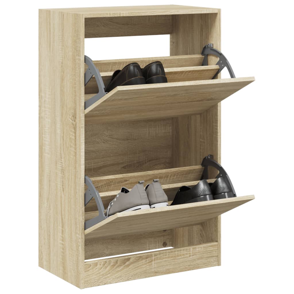 vidaXL Shoe Cabinet Sonoma Oak 60x34x96.5 cm Engineered Wood 1