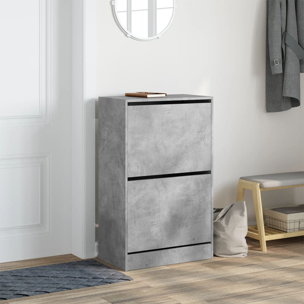 vidaXL Shoe Cabinet Concrete Grey 60x34x96.5 cm Engineered Wood 3