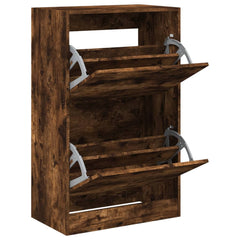 vidaXL Shoe Cabinet Smoked Oak 60x34x96.5 cm Engineered Wood 2