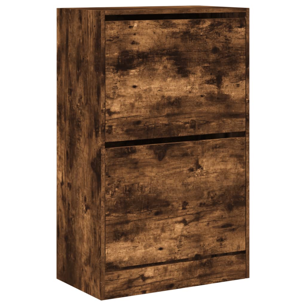 vidaXL Shoe Cabinet Smoked Oak 60x34x96.5 cm Engineered Wood 4