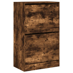 vidaXL Shoe Cabinet Smoked Oak 60x34x96.5 cm Engineered Wood 4