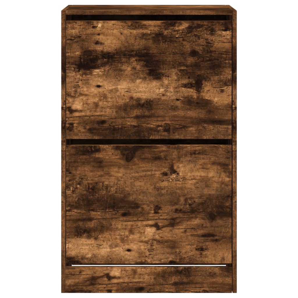vidaXL Shoe Cabinet Smoked Oak 60x34x96.5 cm Engineered Wood 5