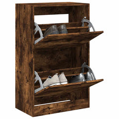 vidaXL Shoe Cabinet Smoked Oak 60x34x96.5 cm Engineered Wood 1