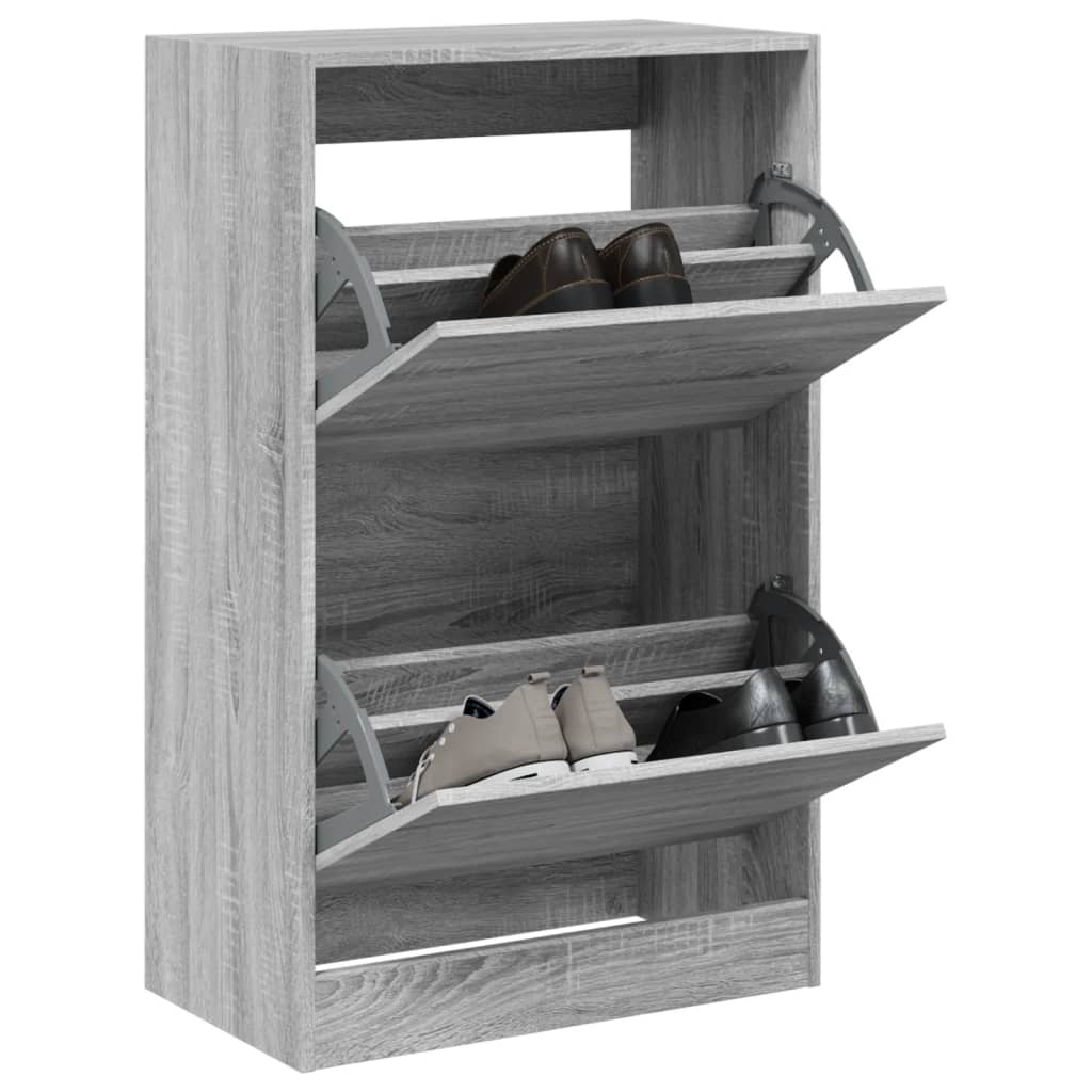 vidaXL Shoe Cabinet Grey Sonoma 60x34x96.5 cm Engineered Wood 1