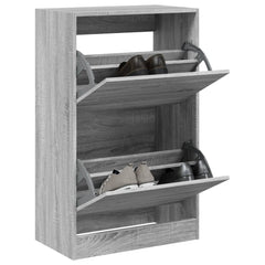vidaXL Shoe Cabinet Grey Sonoma 60x34x96.5 cm Engineered Wood 1