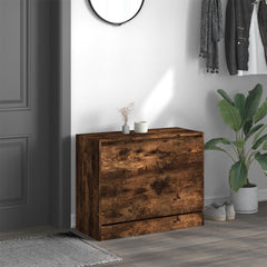 vidaXL Shoe Cabinet Smoked Oak 80x34x63 cm Engineered Wood 3