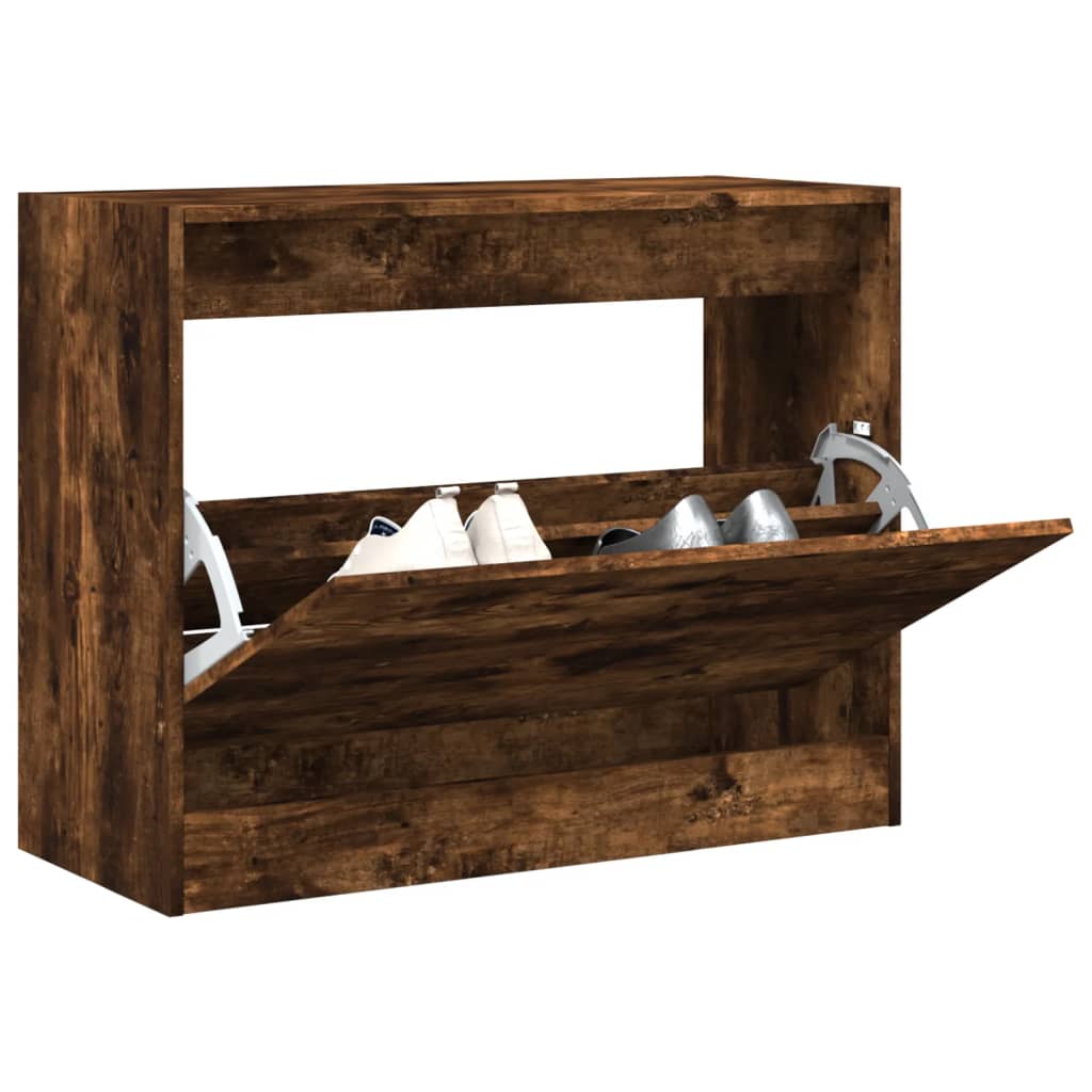 vidaXL Shoe Cabinet Smoked Oak 80x34x63 cm Engineered Wood 1