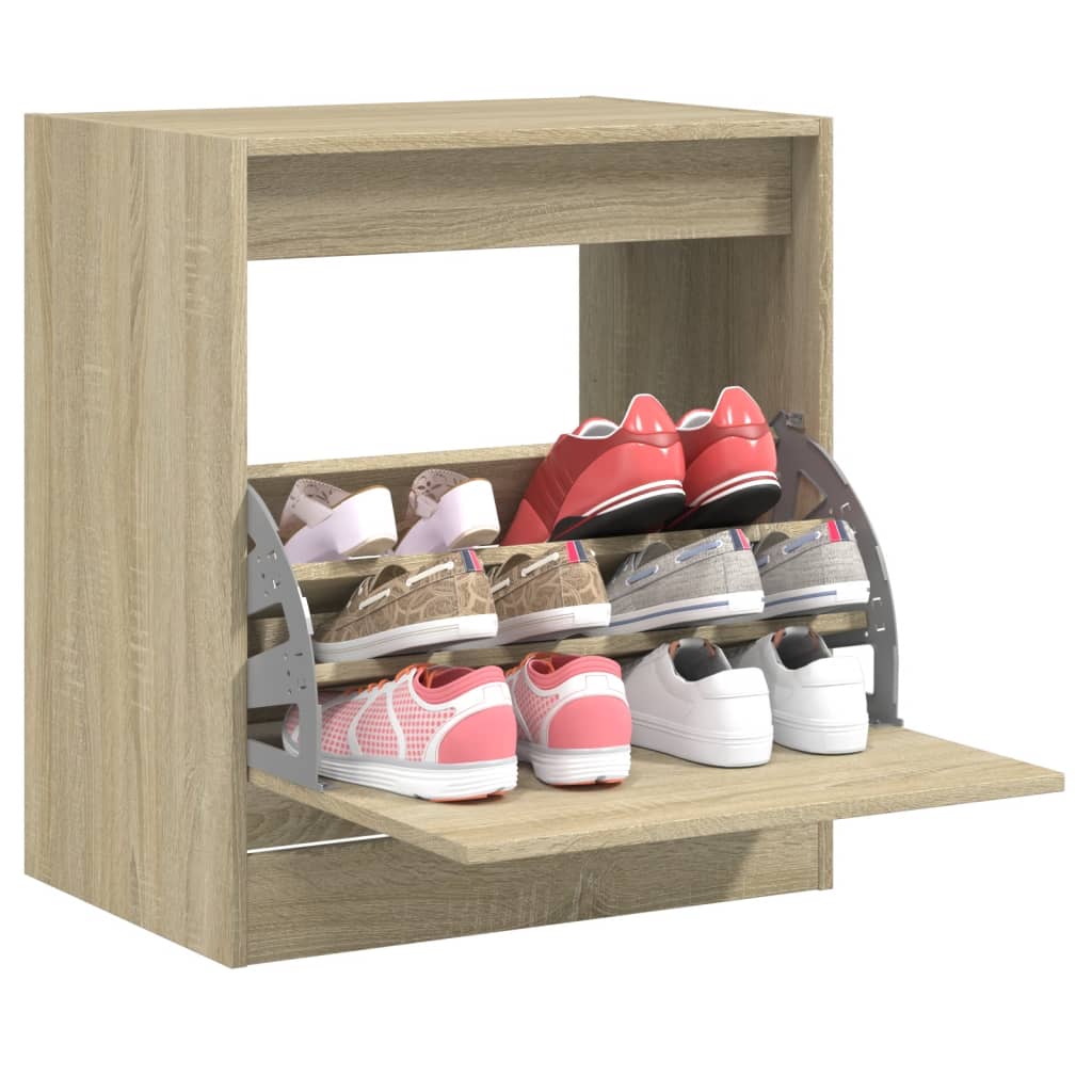 vidaXL Shoe Cabinet Sonoma Oak 60x42x69 cm Engineered Wood 1