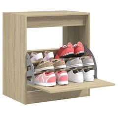 vidaXL Shoe Cabinet Sonoma Oak 60x42x69 cm Engineered Wood 1